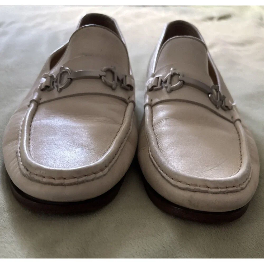 Bruno Magli Men’s Beige Leather Slip-On Loafer Flats Comfort Round Toe 11.5